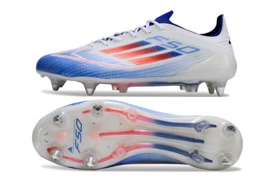 Men's Adidas F50 Elite SG Soft Ground Low-Tops Football Boots - White/Blue/Red