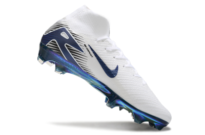 Men's Nike Air Zoom Mercurial Superfly 10 Elite FG Firm Ground High-Tops Football Boots - White/Blue/Gold