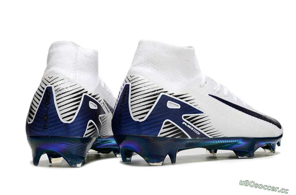 Men's Nike Air Zoom Mercurial Superfly 10 Elite FG Firm Ground High-Tops Football Boots - White/Blue/Gold 6