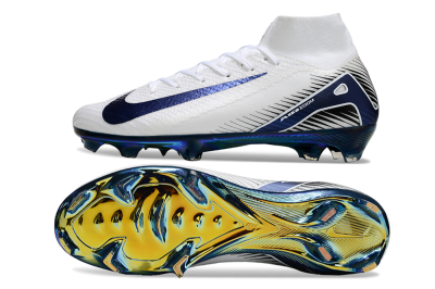 Men's Nike Air Zoom Mercurial Superfly 10 Elite FG Firm Ground High-Tops Football Boots - White/Blue/Gold