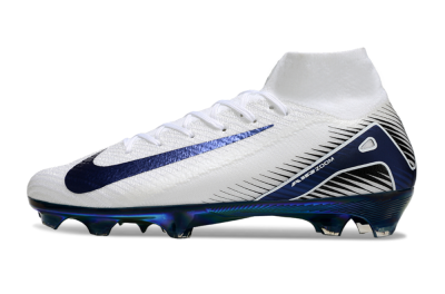 Men's Nike Air Zoom Mercurial Superfly 10 Elite FG Firm Ground High-Tops Football Boots - White/Blue/Gold