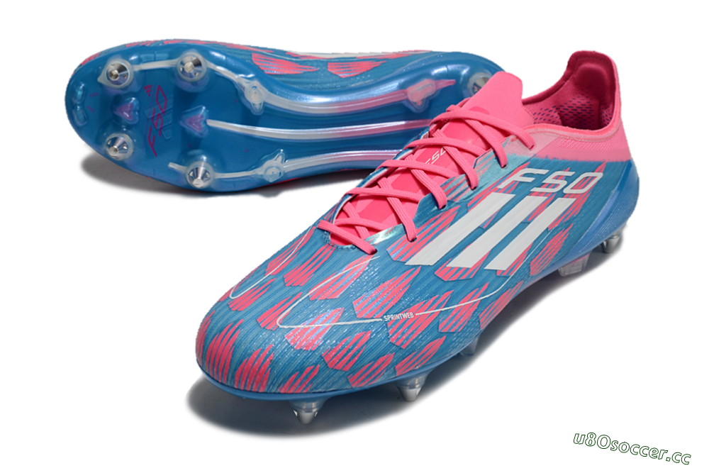 Men's Adidas F50 Elite SG Soft Ground Low-Tops Football Boots - Blue/Pink 3