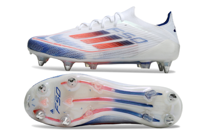 Men's Adidas F50 Elite SG Soft Ground Low-Tops Football Boots - White/Blue/Red