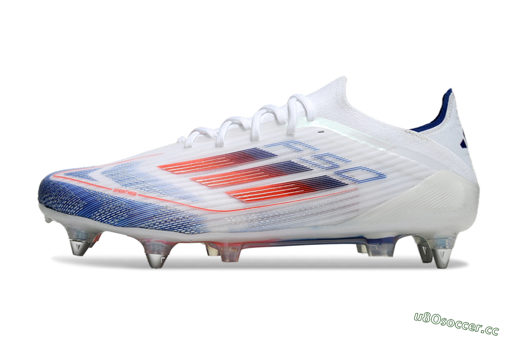 Men's Adidas F50 Elite SG Soft Ground Low-Tops Football Boots - White/Blue/Red 0