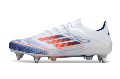 Men's Adidas F50 Elite SG Soft Ground Low-Tops Football Boots - White/Blue/Red