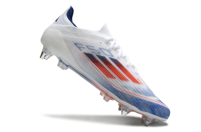 Men's Adidas F50 Elite SG Soft Ground Low-Tops Football Boots - White/Blue/Red