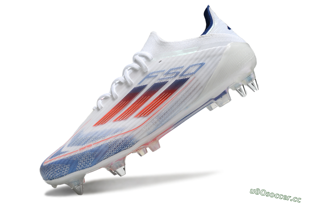 Men's Adidas F50 Elite SG Soft Ground Low-Tops Football Boots - White/Blue/Red 5