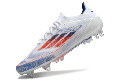 Men's Adidas F50 Elite SG Soft Ground Low-Tops Football Boots - White/Blue/Red