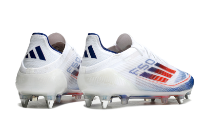 Men's Adidas F50 Elite SG Soft Ground Low-Tops Football Boots - White/Blue/Red