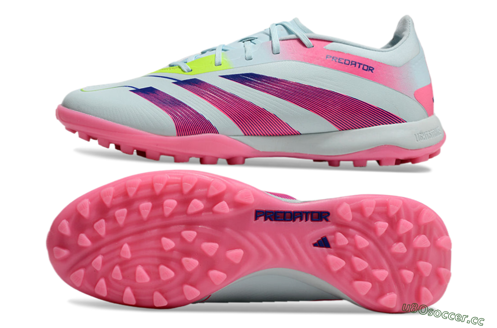 Men's Adidas Predator 24 Elite TF Artificial Turf Low-Tops Football Shoes - Jade/Pink/Yellow 1