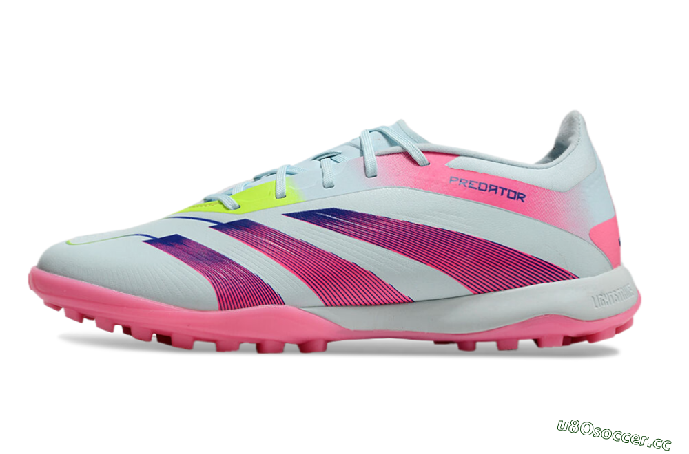 Men's Adidas Predator 24 Elite TF Artificial Turf Low-Tops Football Shoes - Jade/Pink/Yellow 0