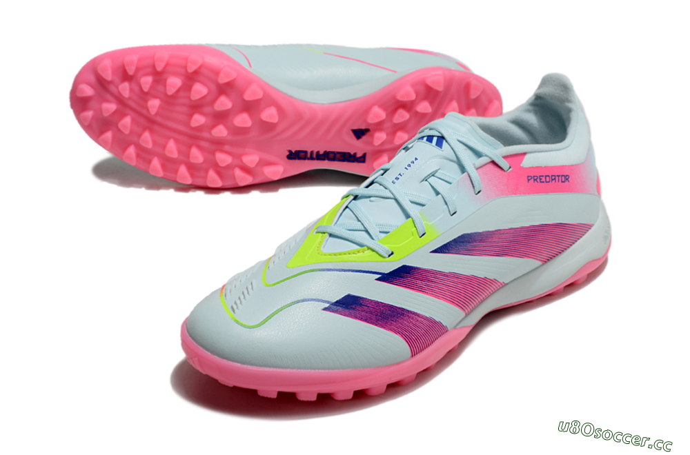Men's Adidas Predator 24 Elite TF Artificial Turf Low-Tops Football Shoes - Jade/Pink/Yellow 3
