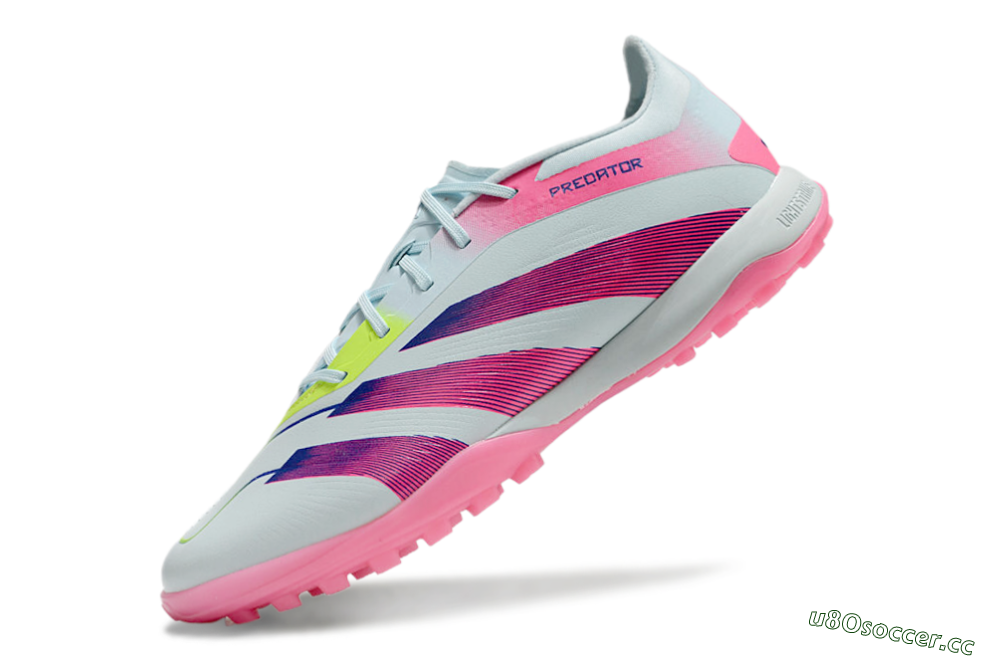 Men's Adidas Predator 24 Elite TF Artificial Turf Low-Tops Football Shoes - Jade/Pink/Yellow 5