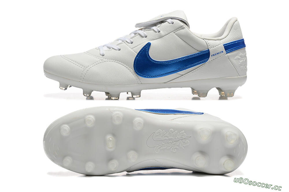 Men's Nike The Premier 3 FG Firm Ground Low-Tops Football Boots - Beige/Blue/White 1
