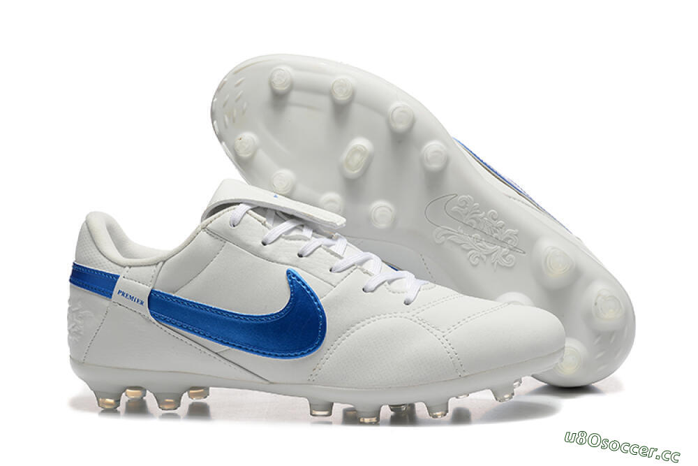 Men's Nike The Premier 3 FG Firm Ground Low-Tops Football Boots - Beige/Blue/White 2