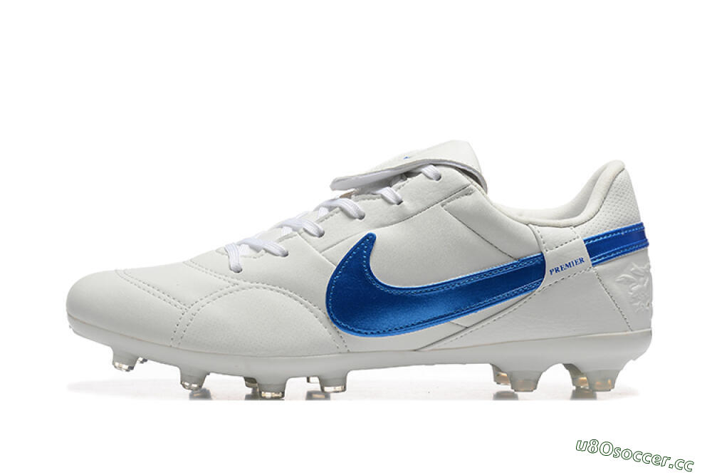 Men's Nike The Premier 3 FG Firm Ground Low-Tops Football Boots - Beige/Blue/White 0