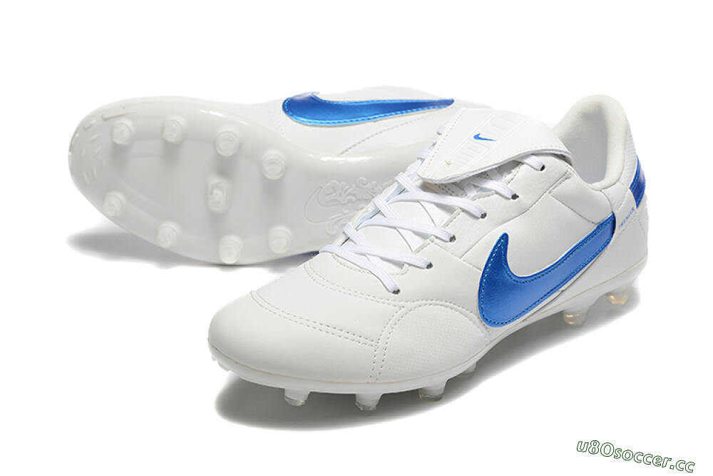 Men's Nike The Premier 3 FG Firm Ground Low-Tops Football Boots - Beige/Blue/White 3