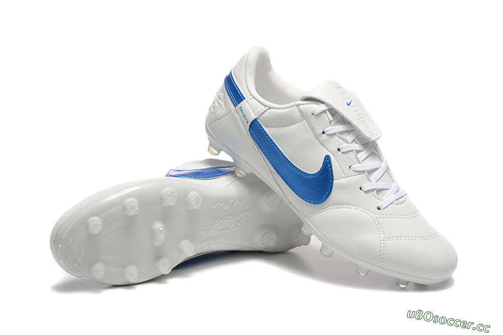 Men's Nike The Premier 3 FG Firm Ground Low-Tops Football Boots - Beige/Blue/White 4