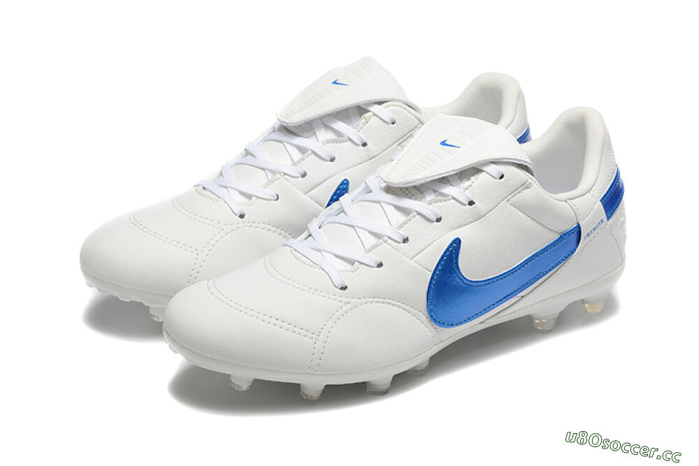 Men's Nike The Premier 3 FG Firm Ground Low-Tops Football Boots - Beige/Blue/White 5