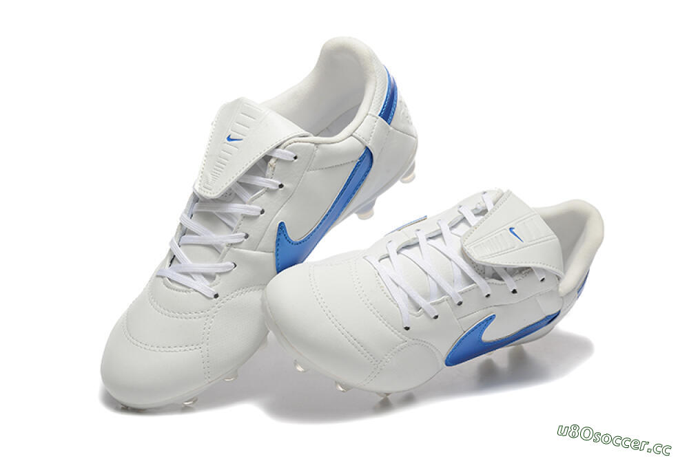 Men's Nike The Premier 3 FG Firm Ground Low-Tops Football Boots - Beige/Blue/White 6