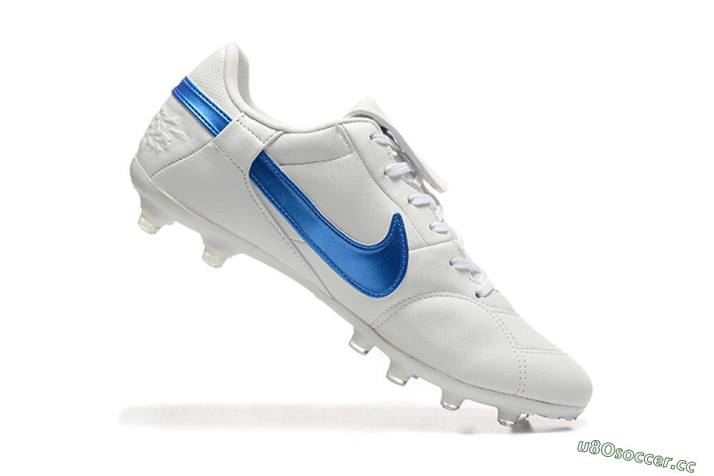 Men's Nike The Premier 3 FG Firm Ground Low-Tops Football Boots - Beige/Blue/White 7