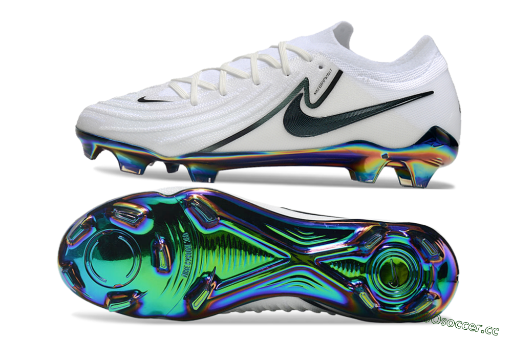 Men's Nike Phantom Luna Elite FG Firm Ground Low-Tops Football Boots - White/Black/Gold 1