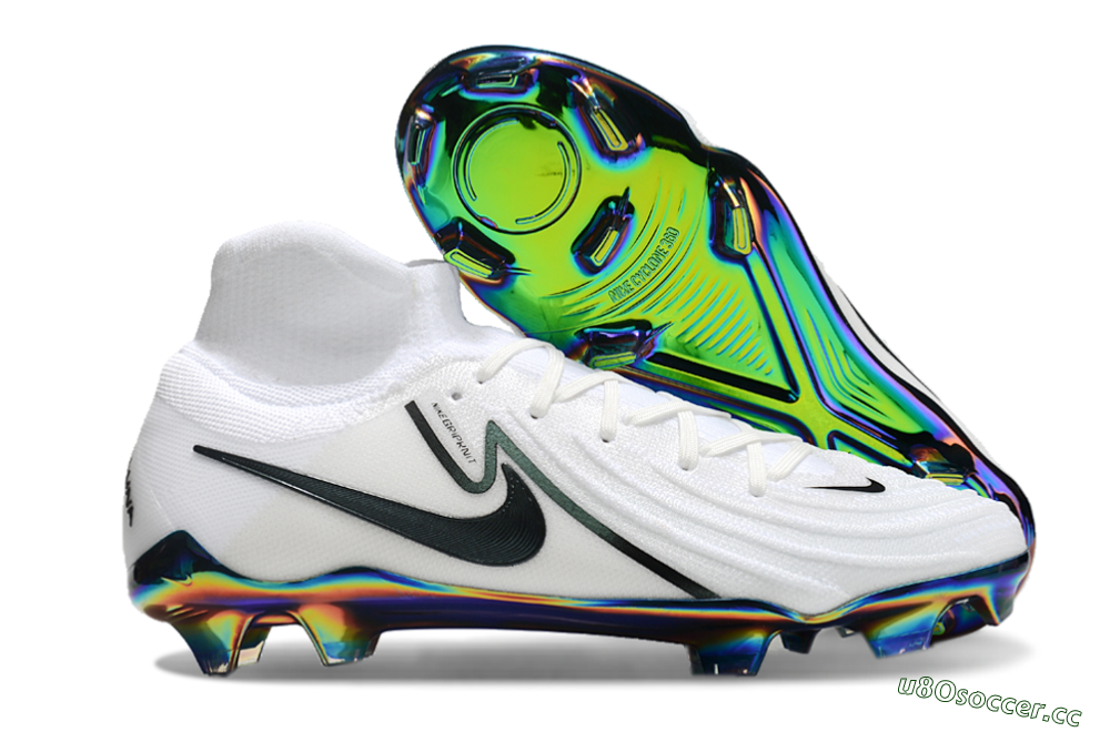 Men's Nike Phantom Luna Elite FG Firm Ground High-Tops Football Boots - White/Black/Gold 2