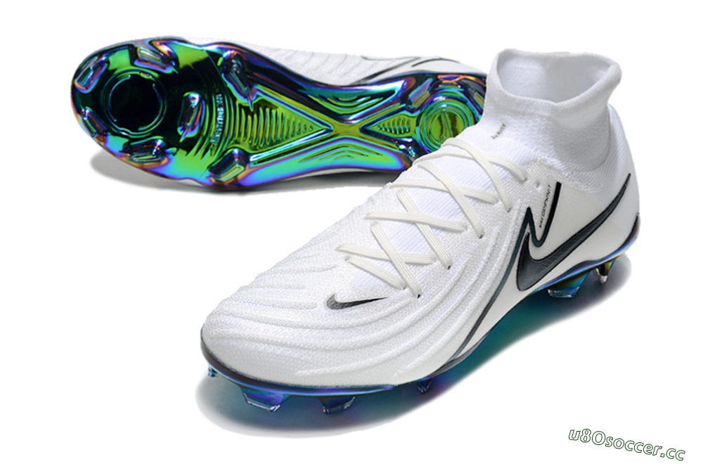 Men's Nike Phantom Luna Elite FG Firm Ground High-Tops Football Boots - White/Black/Gold 3