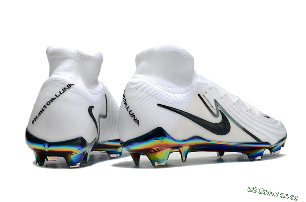 Men's Nike Phantom Luna Elite FG Firm Ground High-Tops Football Boots - White/Black/Gold 6