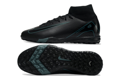 Men's Nike Air Zoom Mercurial Superfly 10 Elite TF Artificial Turf High-Tops Football Shoes - Black/Green/Silver
