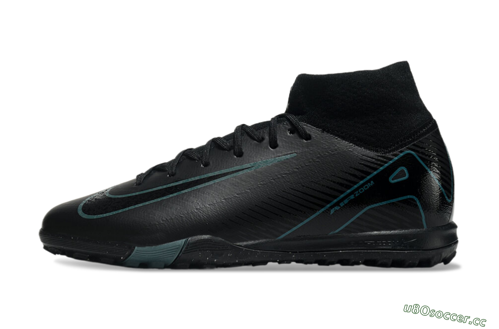 Men's Nike Air Zoom Mercurial Superfly 10 Elite TF Artificial Turf High-Tops Football Shoes - Black/Green/Silver 0