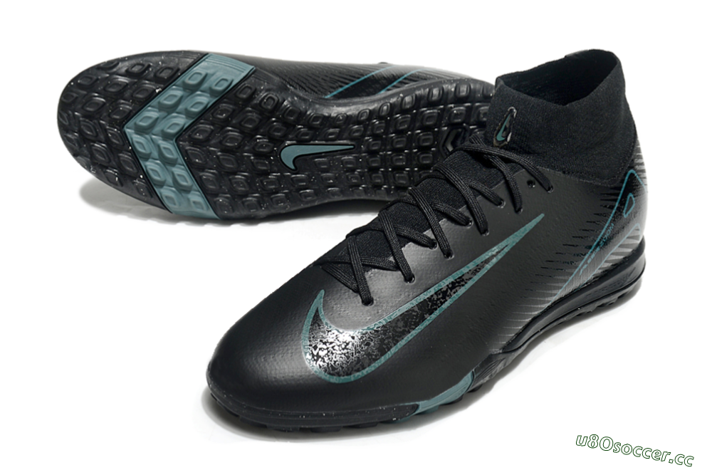 Men's Nike Air Zoom Mercurial Superfly 10 Elite TF Artificial Turf High-Tops Football Shoes - Black/Green/Silver 3