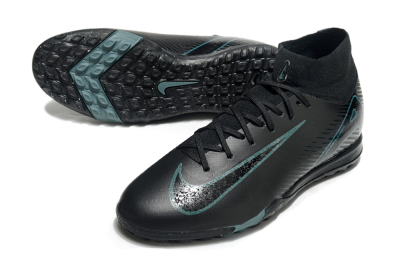Men's Nike Air Zoom Mercurial Superfly 10 Elite TF Artificial Turf High-Tops Football Shoes - Black/Green/Silver