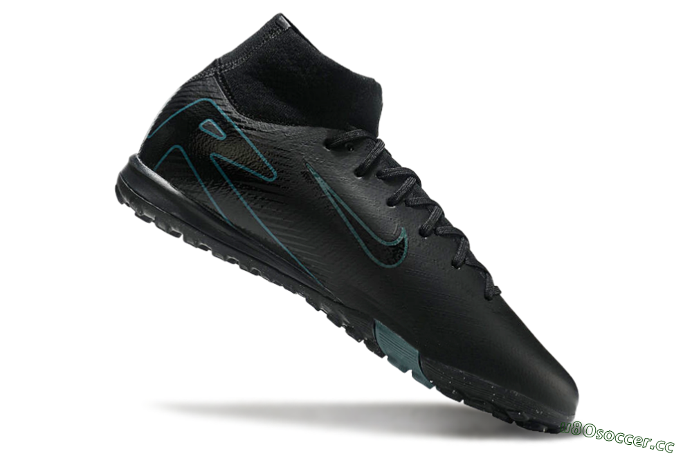 Men's Nike Air Zoom Mercurial Superfly 10 Elite TF Artificial Turf High-Tops Football Shoes - Black/Green/Silver 4