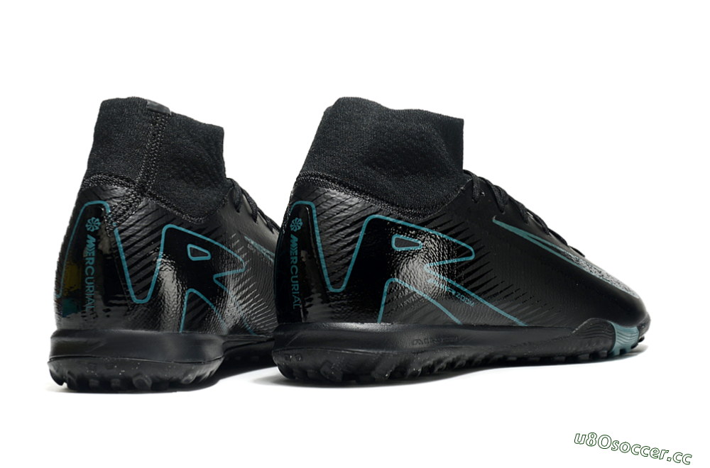 Men's Nike Air Zoom Mercurial Superfly 10 Elite TF Artificial Turf High-Tops Football Shoes - Black/Green/Silver 6