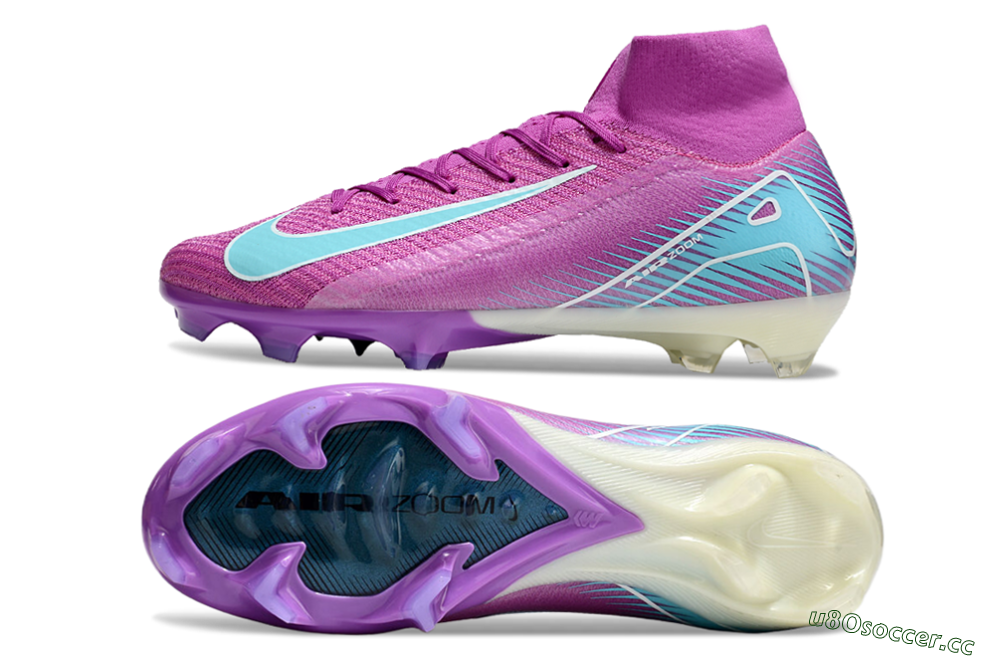 Men's Nike Air Zoom Mercurial Superfly 10 Elite FG Firm Ground High-Tops Football Boots - Purple/Green 1