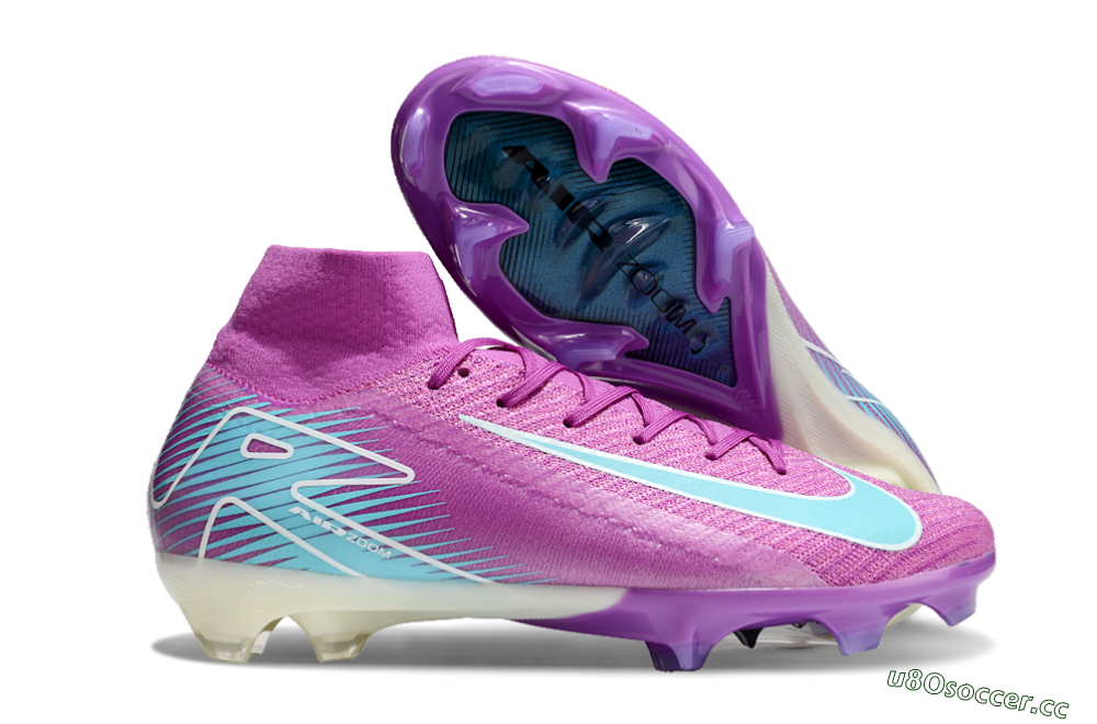 Men's Nike Air Zoom Mercurial Superfly 10 Elite FG Firm Ground High-Tops Football Boots - Purple/Green 2