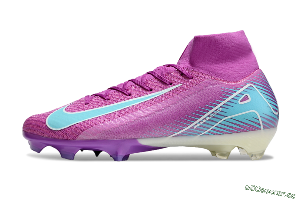 Men's Nike Air Zoom Mercurial Superfly 10 Elite FG Firm Ground High-Tops Football Boots - Purple/Green 0