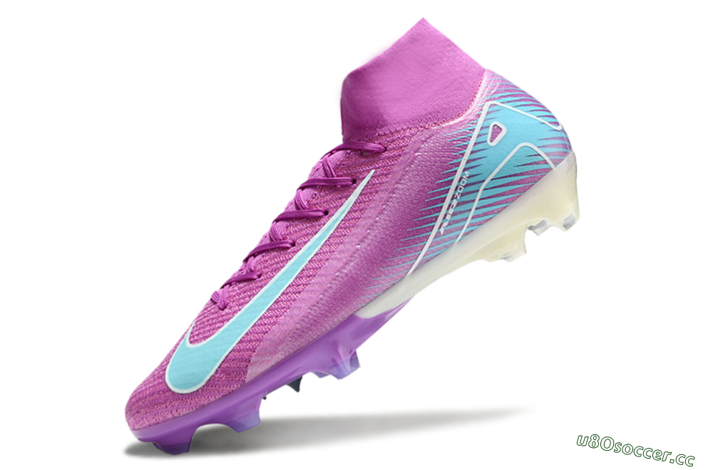 Men's Nike Air Zoom Mercurial Superfly 10 Elite FG Firm Ground High-Tops Football Boots - Purple/Green 5