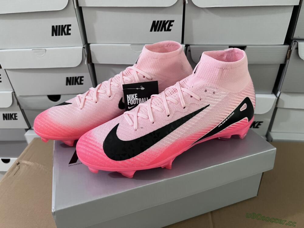 Unisex Nike Air Zoom Mercurial Superfly 10 Elite FG Firm Ground High-Tops Football Boots - Pink/Red/Black