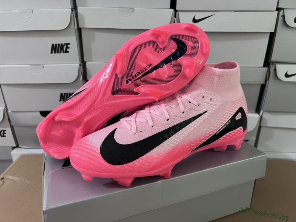 Unisex Nike Air Zoom Mercurial Superfly 10 Elite FG Firm Ground High-Tops Football Boots - Pink/Red/Black