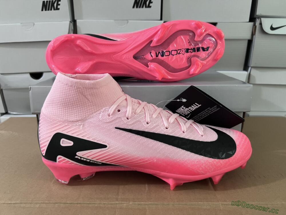 Unisex Nike Air Zoom Mercurial Superfly 10 Elite FG Firm Ground High-Tops Football Boots - Pink/Red/Black