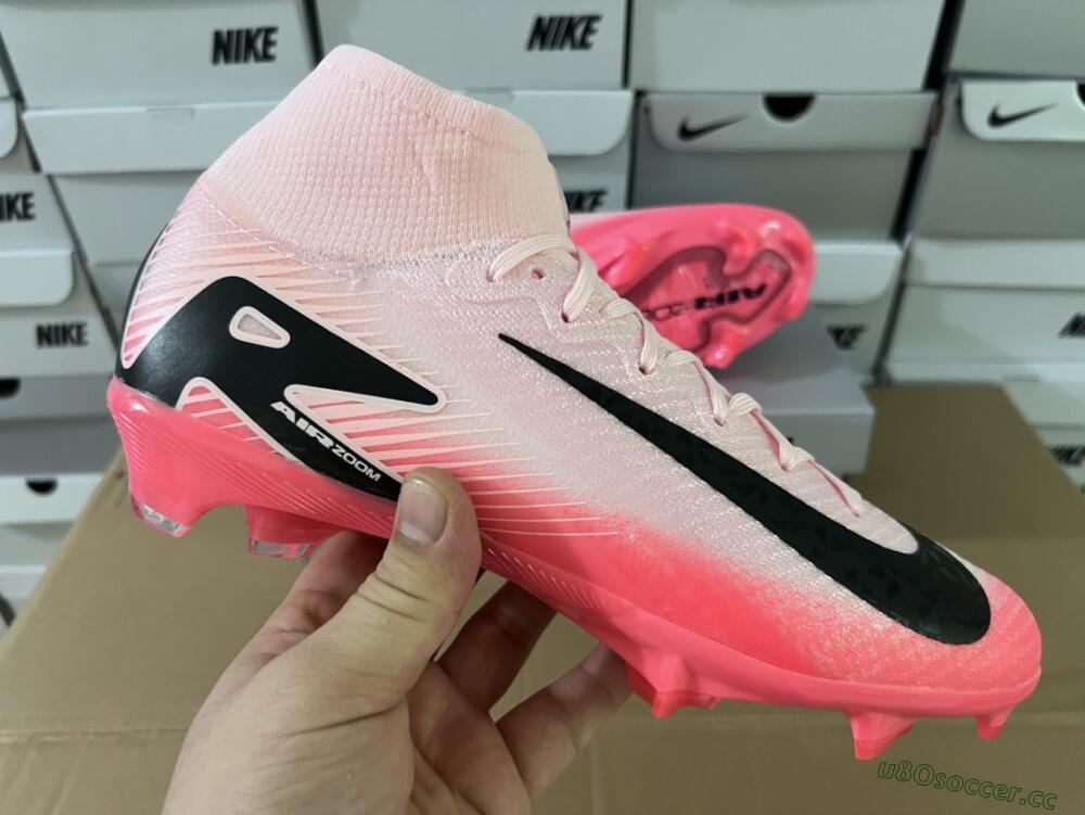 Unisex Nike Air Zoom Mercurial Superfly 10 Elite FG Firm Ground High-Tops Football Boots - Pink/Red/Black