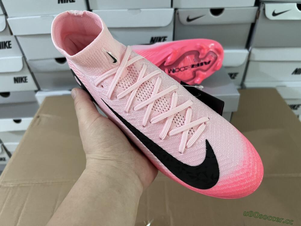 Unisex Nike Air Zoom Mercurial Superfly 10 Elite FG Firm Ground High-Tops Football Boots - Pink/Red/Black