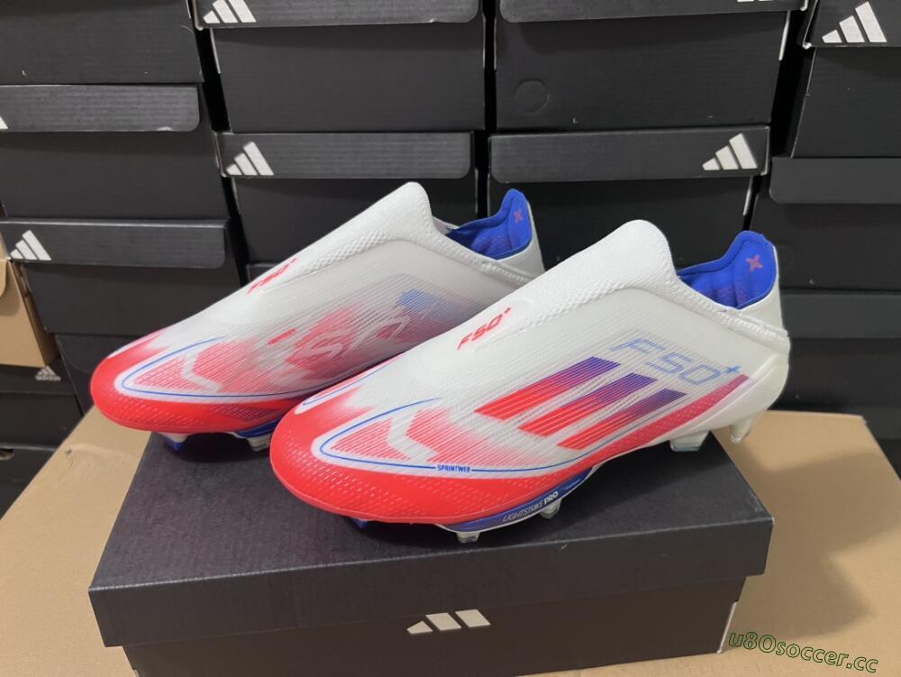 Unisex Adidas F50+ Lightstrike Pro Laceless FG Firm Ground Low-Tops Football Boots - Red/White/Blue