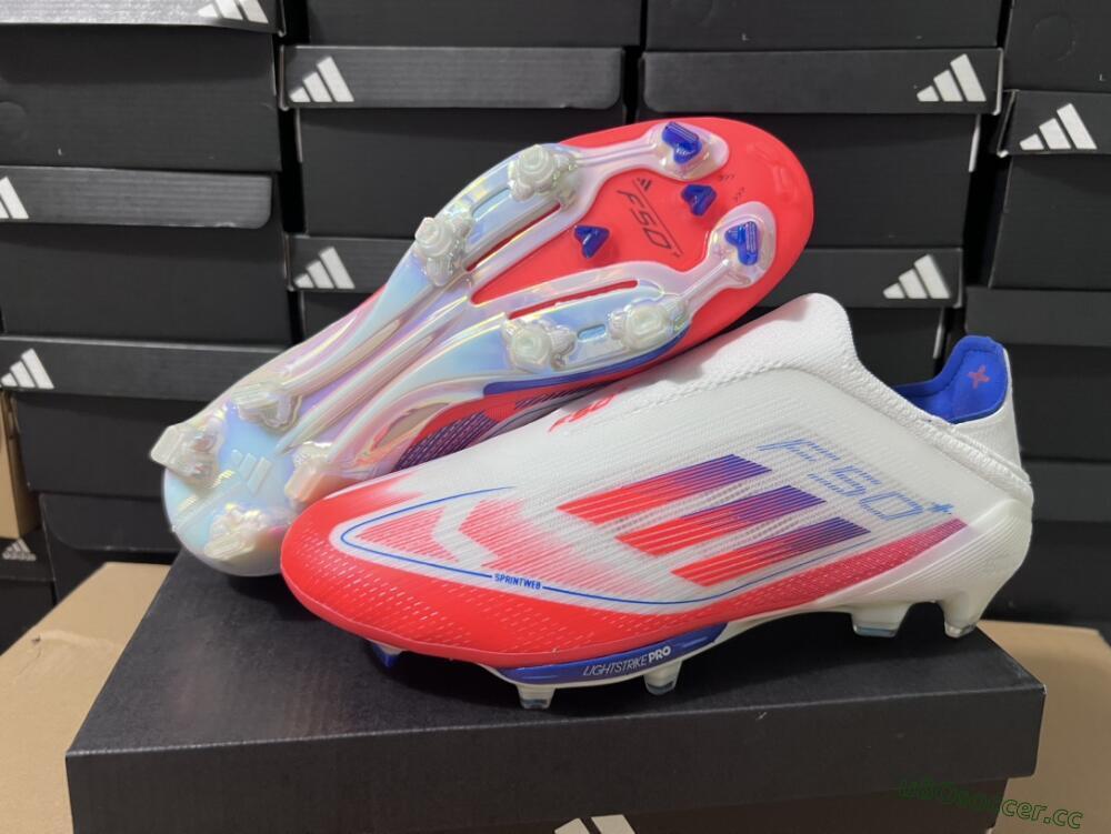 Unisex Adidas F50+ Lightstrike Pro Laceless FG Firm Ground Low-Tops Football Boots - Red/White/Blue