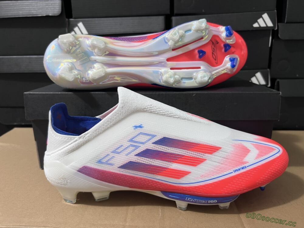 Unisex Adidas F50+ Lightstrike Pro Laceless FG Firm Ground Low-Tops Football Boots - Red/White/Blue