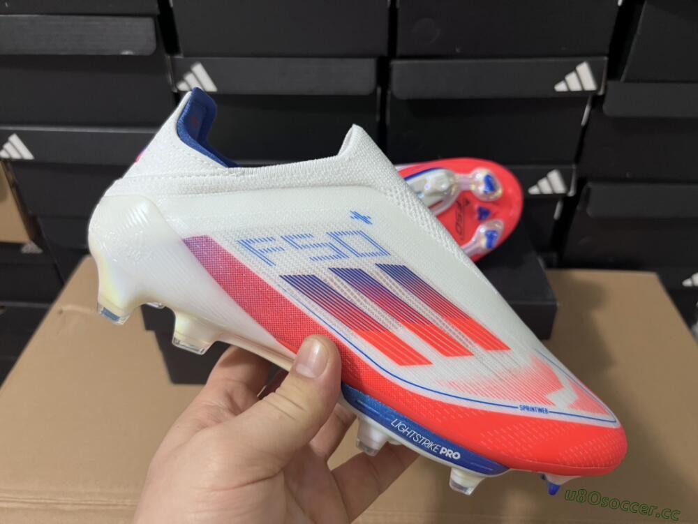Unisex Adidas F50+ Lightstrike Pro Laceless FG Firm Ground Low-Tops Football Boots - Red/White/Blue