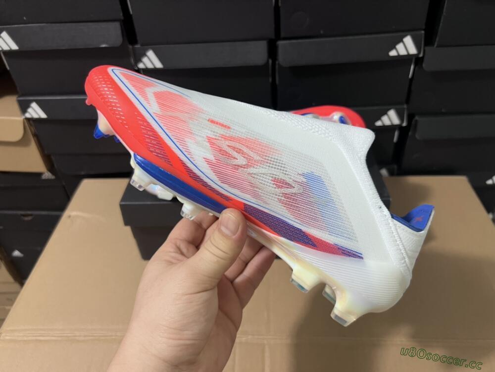 Unisex Adidas F50+ Lightstrike Pro Laceless FG Firm Ground Low-Tops Football Boots - Red/White/Blue