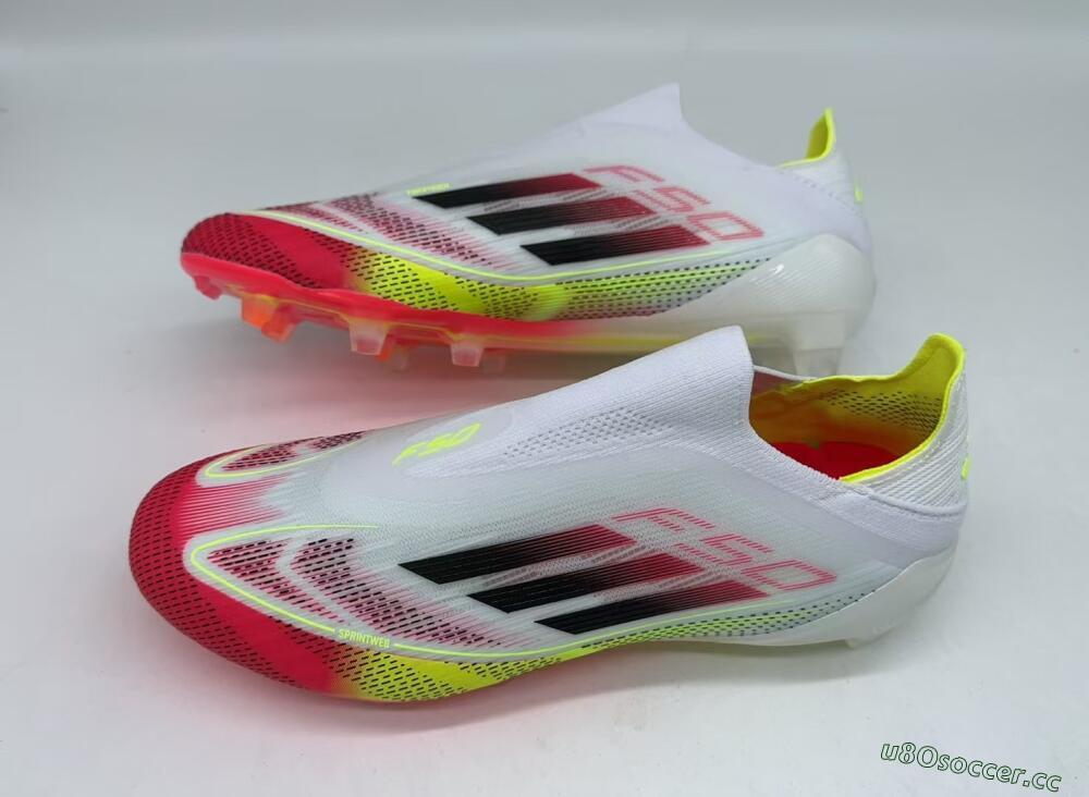 Men's Adidas F50 Elite Laceless FG Firm Ground Low-Tops Football Boots - White/Red/Black